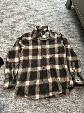 Brown and Cream Plaid Boy’s Button-Up Shirt